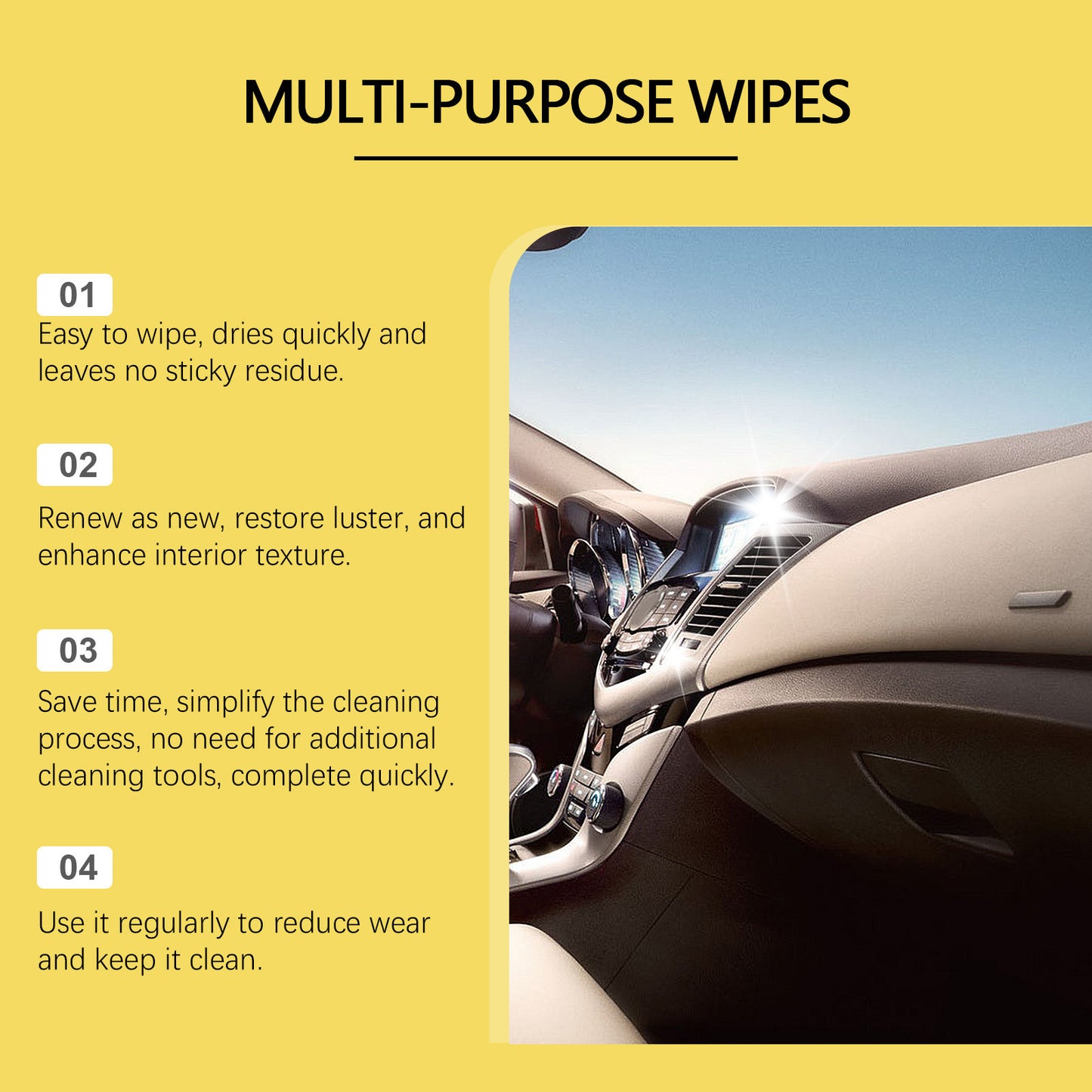 HOMONTH Car Interior Cleaning Wipes – Quick Stain Removal & Portable Maintenance Wipes