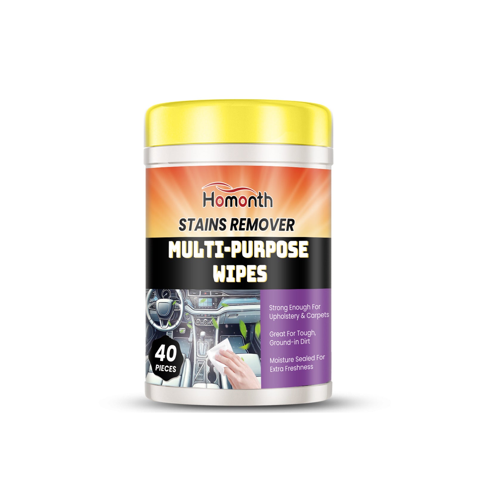 HOMONTH Car Interior Cleaning Wipes – Quick Stain Removal & Portable Maintenance Wipes