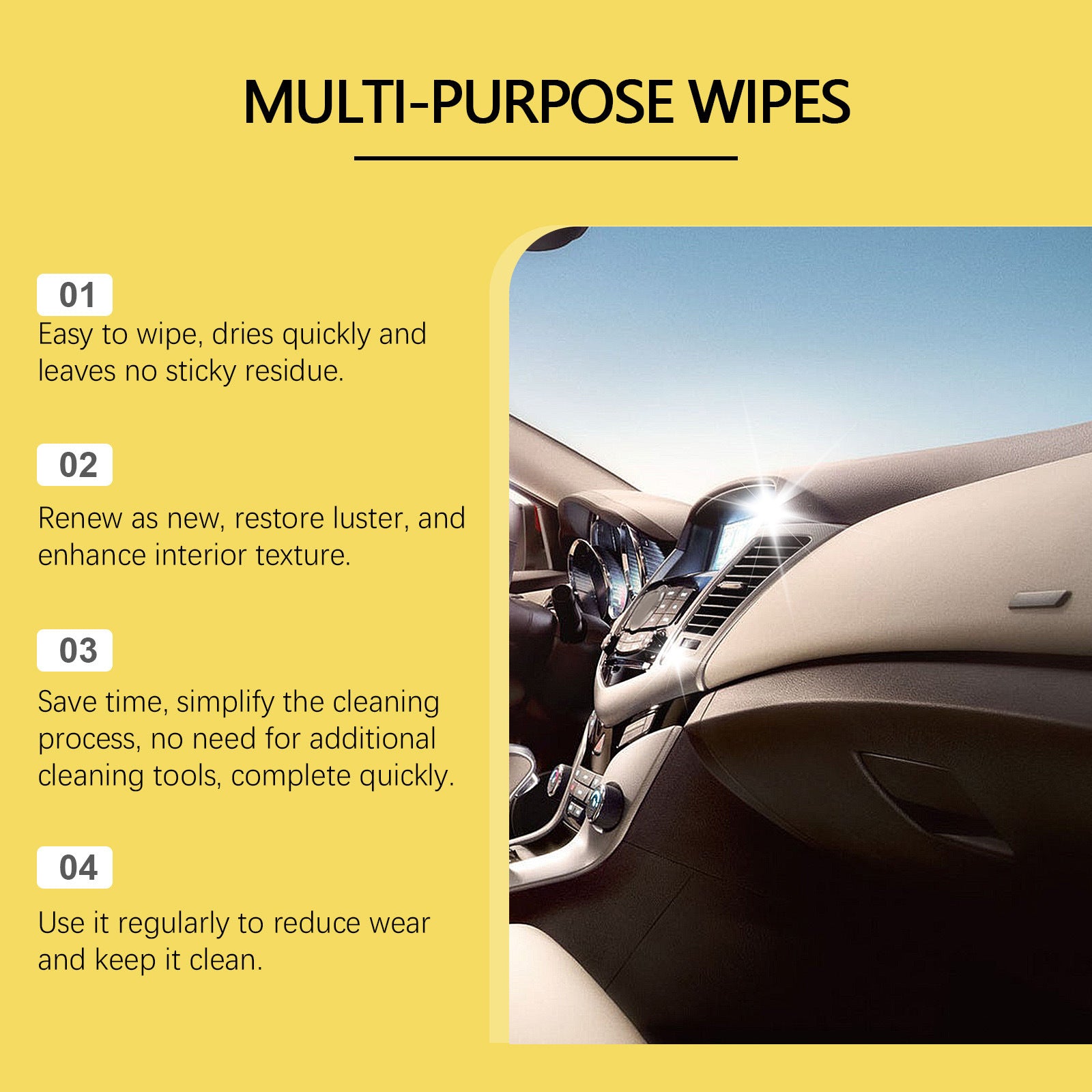 HOMONTH Car Interior Cleaning Wipes – Quick Stain Removal & Portable Maintenance Wipes